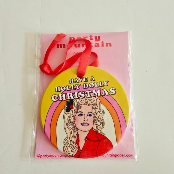 Party Mountain Other - NIP Party Mountain Have a Holly Dolly Christmas Holiday Ornament Ceramic